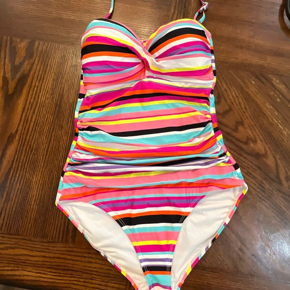 Anne Cole Twist Front Shirred One Piece Swimsuit Size 8 Nwot